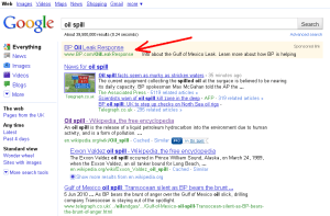 BP-Anzeige (Sponsored Link) in Goole Suchergebnis